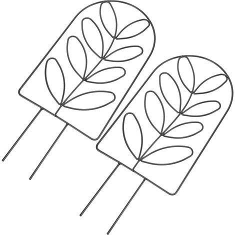 2 treillis à feuilles rondes noires pour plantes grimpantes en pot (1/5)