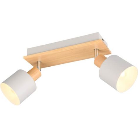 Spot de plafond scandinave rectangulaire bois gris 2xE14 10W SHANTI Trio (1/3)