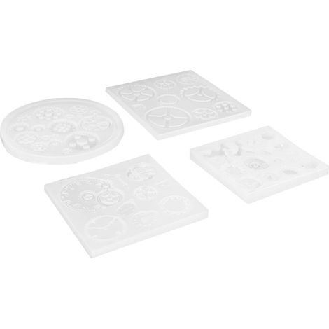 4-teilige Silikonform in Form von Zahnrädern für Schokolade, Modelliermasse, Tortendekoration, kreatives Backwerkzeug (1/5)