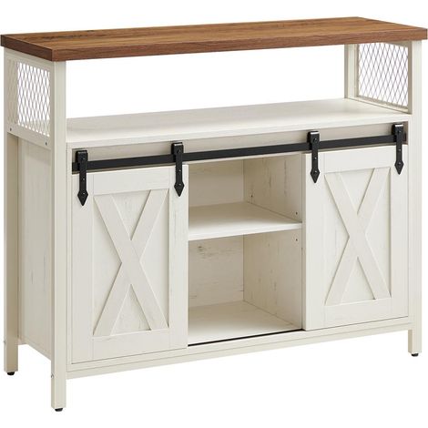 Aparador de comedor armario de cocina mueble de almacenaje armario con puertas correderas de granero estante regulable 33 x 100 x 80 cm estilo industrial para salón beige 120004534 (1/4)