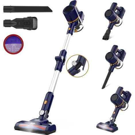 Aspirateur Balai sans Fil, aspirateur sans Fil Puissant, Aspirateur Pliable, 40Min Autonomie, Brosse Anti-emmêlement, 6 en 1 Aspirateur sans Sac Léger Silencieux pour Sol Dur Tapis Poils d'animaux (1/5)