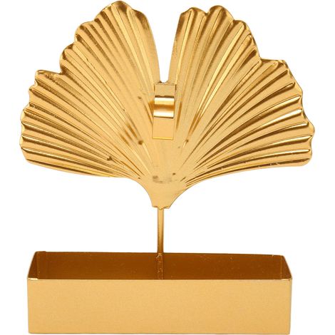 Support de brûlage d’encens en fer, forme feuille de ginkgo, doré, pour décoration intérieure, porte-bâtonnets et spirales, support élégant et stable. (1/5)