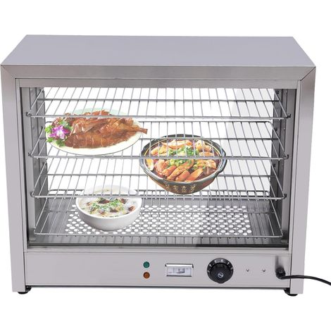 Seau à nourriture à 4 étages - Vitrine de maintien au chaud en Acier inoxydable - Appareil de maintien au chaud électrique - Station de service - Température réglable - 800 W - 30-85 °C - Argenté (1/5)