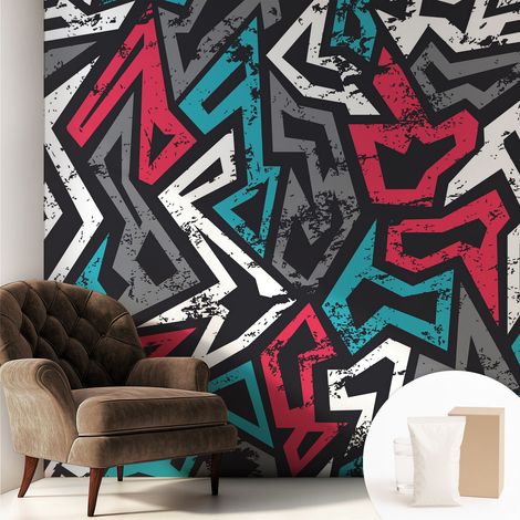 Papier peint intissé mural installation rapide du papier peint durable et résistante - Colle incluse gratuite Mosaïque abstraite 250x250 cm (1/5)
