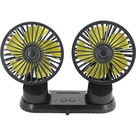 Ventilador de coche de 5 V con doble cabezal，ventilador portátil USB para vehículos，giratorio 360 grados