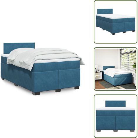 Taschenfederkern - vidaXL Boxspringbett mit Matratze Dunkelblau 120x200 cm Samt - Schlafkomfort (1/5)