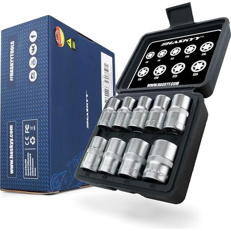 Torx socket wrench set E profile set external torx E10 E24 socket inserts 1/2" (1/4)