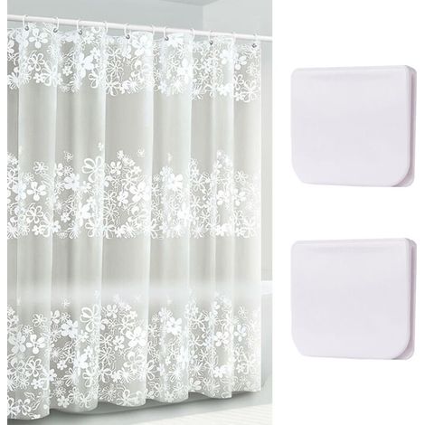 Bardusch-Rideau De Douche À Motif 3D - Imperméable avec Clips, Séparation De Salle De Bain, Anti-Moisissure et Fleurs (1/5)