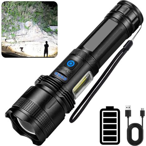 LaBlanc – Extrem leistungsstarke LED-Taschenlampe, 100.000 Lumen, wiederaufladbar, superhell, 7 Leuchtmodi, lange Akkulaufzeit, wasserdicht – ideal für Camping und Wandern (1/5)