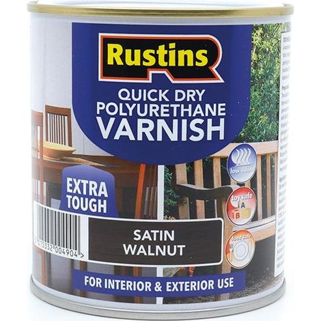 Rustins PSWAW500 Quick Dry Polyurethane Varnish Satin Walnut 500ml PSWAW500 RUS4171