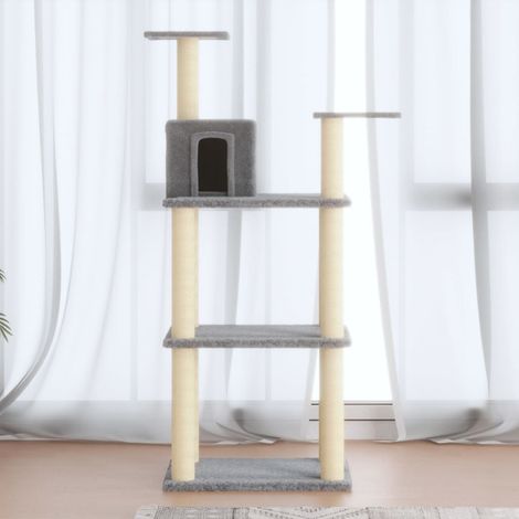 Albero per Gatti con Tiragraffi in Sisal Grigio Chiaro 118,5 cm vidaXL (1/5)