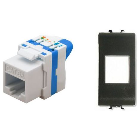 TechLy presa di rete RJ45 UTP CAT.6a tooless + Gewiss Chorus nera