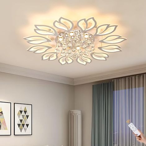 Ganeed Modern Ceiling Light,40.7 in Dining Room Light Fixture,12 Petals Flower Flush Mount Ceiling Lights Chandelier,Bedroom Living Room Kitchen Office Lighting Fixture,100W,White (1/5)