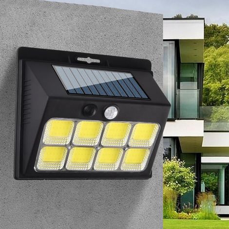 Lampes solaires d'extérieur avec capteur de mouvement, 3 Modes d'éclairage mural solaire de sécurité pour clôture, cour, jardin, Patio, 128LED (1/5)