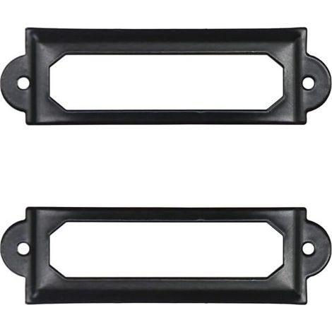 Ede Sollbry Lot de 50 porte-étiquettes en métal noir pour bureau, étagère, tiroir, armoire, porte-étiquettes pour cartes, cadre en métal 60 mm x 17 mm