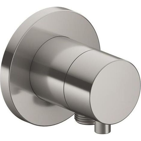 Raccord Keuco IXMO 59541, robinet d'arrêt avec raccord de tuyau encastré, rosette ronde, poignée IXMO Comfort, Coloris: nickel brossé - 59541051101