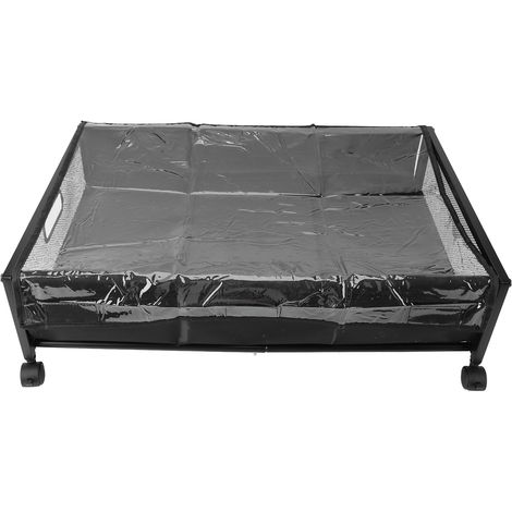Coffre de rangement sous lit anti-poussière forte charge grand volume gain de place fenêtre transparente à roulettes couvercle noir poignée S pour vêtements (1/5)