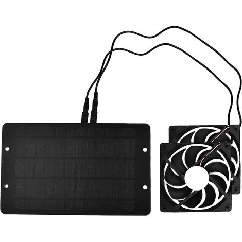 Kit de double ventilateur solaire 10 W avec câble de connexion rapide pour petits poulaillers, serres et abris de jardin (1/5)