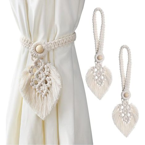Set mit 2 Vorhanghaltern im Boho-Stil mit Blättermotiv, dekorative Accessoires für Wohnzimmer, Schlafzimmer oder Badezimmer