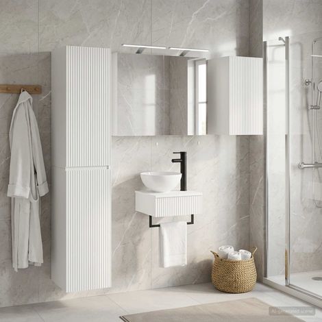 vidaXL Bathroom Furniture Set 5 pcs White Engineered Wood and Glass (1/5)