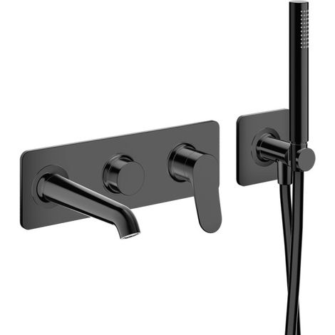 Façade encastrée bain douche 2 sorties Infinity Black PVD - CRISTINA ONDYNA BT10255P