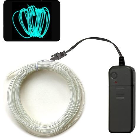 Bande Lumineuse Néon Portable 5 Mètres Alimentée par Batterie Bleu Glacier Découpable et Personnalisable pour Décoration Fête Halloween Bricolage (1/4)