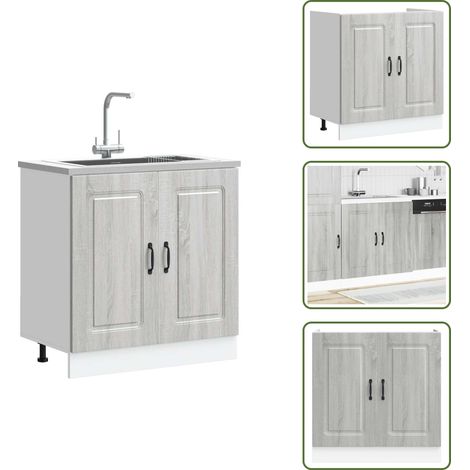 Meuble bas pour évier Kalmar chêne sonoma bois ingénierie - Meuble Bas D'évier - Meubles Bas D'évier - Meuble Bas De Cuisine - Meuble Bas De Cuisine Pour Évier (1/5)