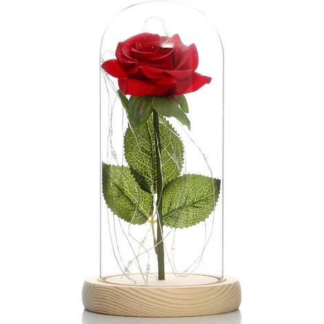 LED-Glaslampe in Rosenform – JINFGERNE – Elegante Dekoration für Muttertag und Valentinstag – Rot (1/5)
