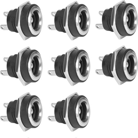 8 pièces prise jack d'alimentation CC 5,5 x 2,1 mm, montage panneau femelle, connexion soudure 2 broches, longueur 17 mm (1/5)