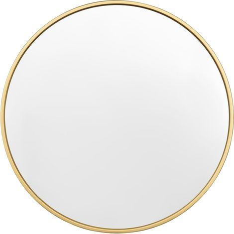 Miroir Rond WOLTU, avec Cadre en Métal Doré, Miroir Mural Décoratif, Verre Clair avec Panneau Arrière en MDF, φ80 cm