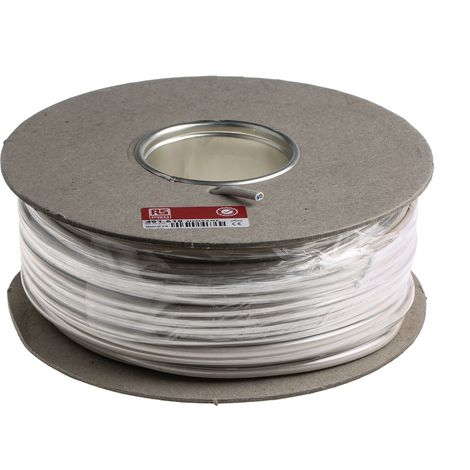 Câble d'alimentation RS PRO 2x0,5 mm², gaine PVC Blanc, 100m ( Prix pour Bobine de 100 Mètres )