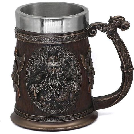 Chope à bière Viking Thor Mjolnir, gobelet Odin, 59 cl