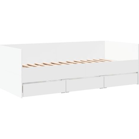 Daybed with Drawers without Mattress White 90x200 cm vidaXL