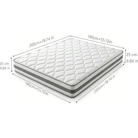 Colchón 140 x 200 cm H4, 25 cm, espuma confort y muelles ensacados 7 zonas, blanco DESVIAE (1/4)