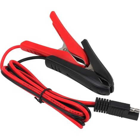 Câble de pince crocodile vers connecteur SAE, 0,97 m 12V Pince crocodile à déconnexion rapide à 2 broches Adaptateur de rallonge de charge pour panneaux solaires, voitures, motos (1/5)