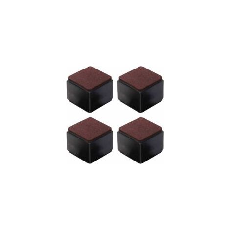Paquete de 4 elevadores autoadhesivos de acero al carbono para muebles, 50 mm de altura, para camas, sofás y armarios, cuadrados negros. (1/5)