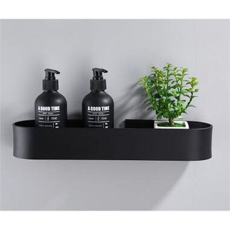 Etagère et rangement de douche Étagère de Douche Sans Perçage, Étagère Douche Salle de Bain Auto-adhésif Acier Inoxydable,30cm,noir (1/4)