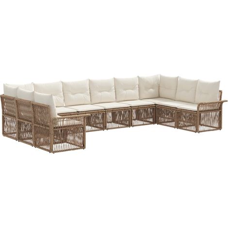 Gartensofa-set 10 pcs Beige Poly-Rattan vidaXL
