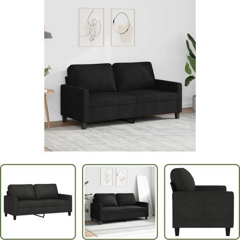 Canapé noir - Canapé à 2 places Noir 140 cm Tissu (1/5)
