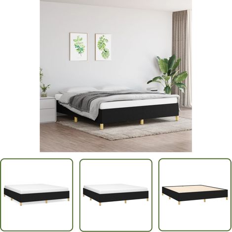 The Living Store Bettgestell ohne Matratze Schwarz 160x200 cm Stoff - Bettesrahmen - Doppelbett - Boxspringbetten - Lattenrost - Schlafzimmermöbel (1/5)