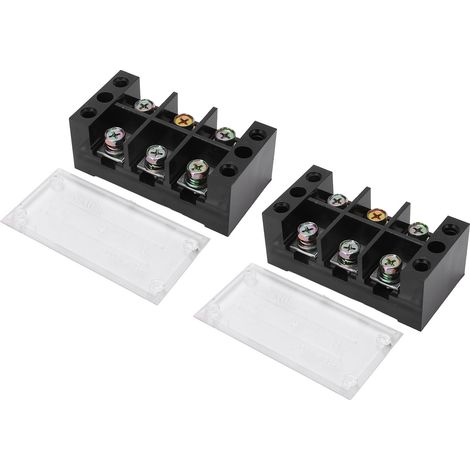 borniers 100A 600V TBC à vis fixes en fer PC à double rangée pour systèmes de distribution d'éclairage, 3 broches (1003) (1/5)