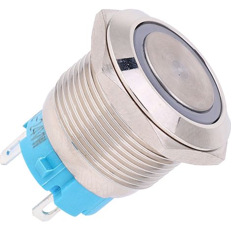 2 Stück 1224VDC 19mm selbstverriegelnder Drucktaster 1NO 4PIN Metalltaster (weiß) (1/5)