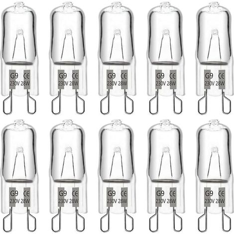 Ampoule halogène G9 28 W 230 V, 370 lm 2700 K blanc chaud à intensité variable, ampoules à capsule G9, pour lustres, lumières de paysage, appliques murales, éclairage d'armoire, Pack O (1/5)