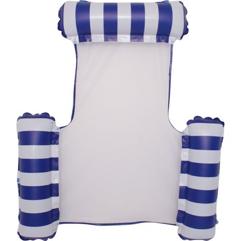Matelas Gonflable Eau 3 Tubes Pliable, Chaise Flottante avec Dossier, Bleu Foncé, Siège de Loisir Nautique-KZQ (1/2)