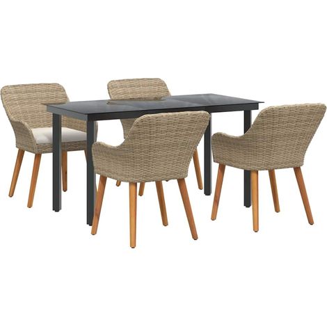 Maison Exclusive - Garten Essgruppe mit Kissen 5 pcs Beige Poly-R