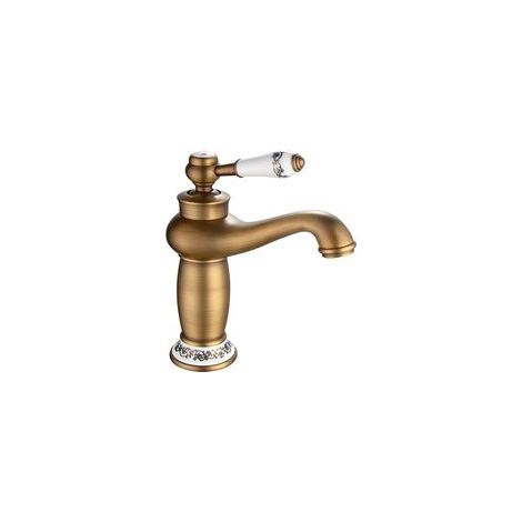 Robinet de Cuisine Mitigeur de lavabo vieux bronzé– Aérateur réducteur de débit – Poignée métal – Corps laiton (1/5)