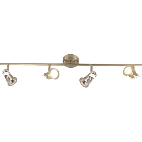Deckenleuchte Spotleiste Deckenlampe silber Wohnzimmerleuchte mit verstellbaren Strahlern, nickel matt, 4x GU10, LxH 78,5x15cm