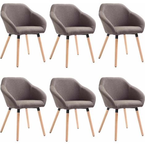 Maison Exclusive - Chaises à manger lot de 6 taupe tissu (1/5)