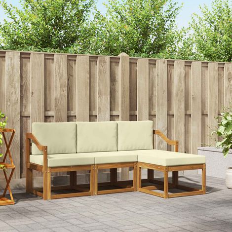 Outdoor-Sofagarnitur mit Kissen 4 pcs Natur und Creme (1/5)