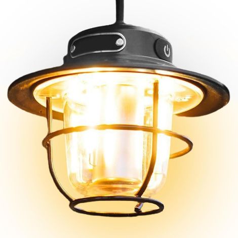 LED Camping Lamp Rechargeable Portable Retro Camping Lantern 3 Lighting Modes Lights Waterproof USB Rechargeable Tent Lamp (1/5)